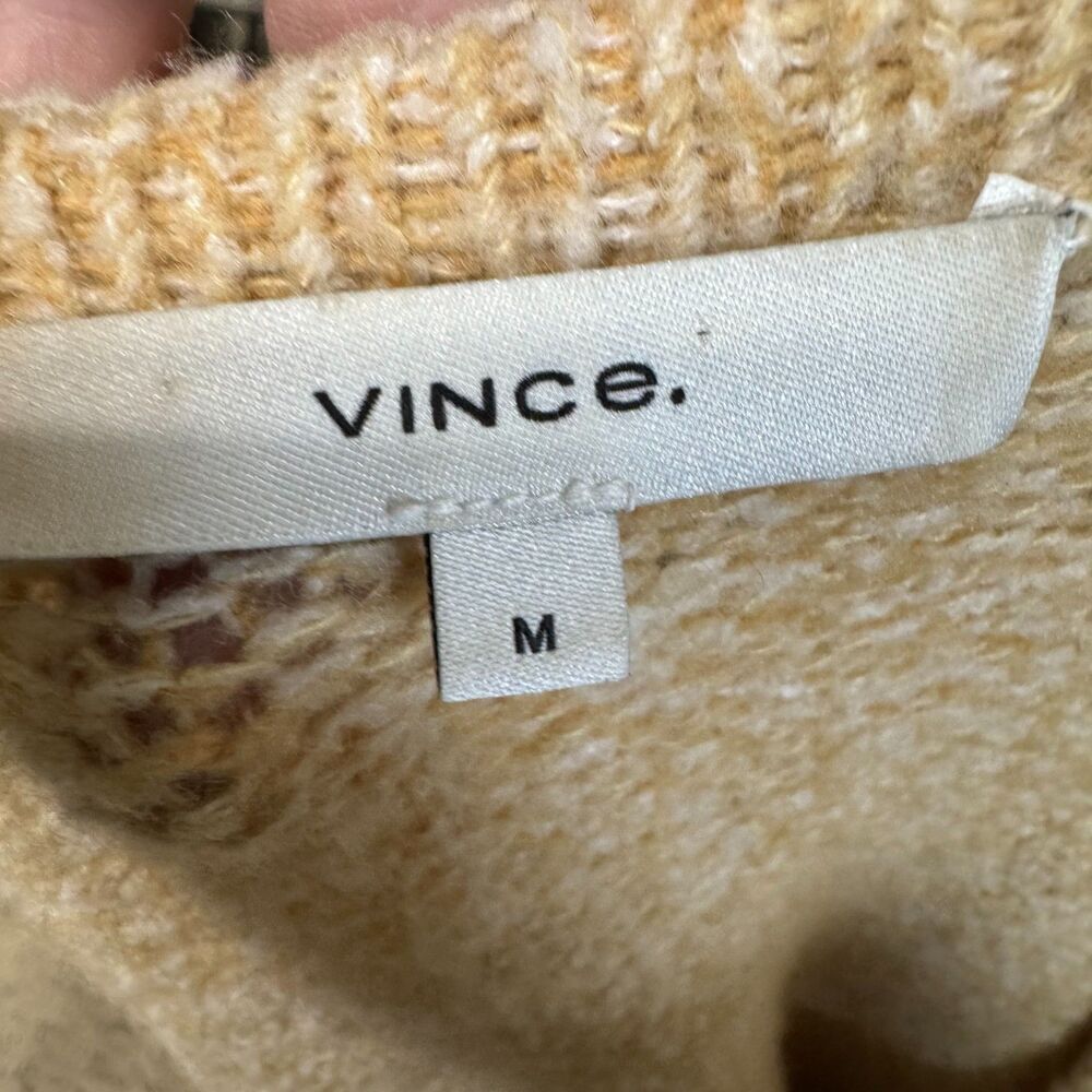 Vince V-Neck Boucle Sweater Silk Merino Wool Cashmere Sz M Classic Quiet Luxury - Picture 2 of 9